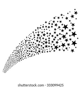 Star Fireworks Stream vector illustration. Style is black flat bright stars, white background.