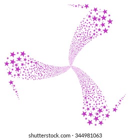 Star Fireworks Swirl Rotation vector illustration. Style is violet flat stars, white background.