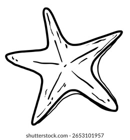 Star fish Hand drawn line art sketch doodle fisherman aesthetic coastal nautical illustration 