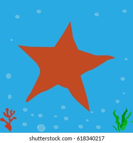 Star fish, icon, logo, symbol. Five fingers. 