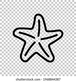 Star fish, simple icon. Black editable linear symbol on transparent background