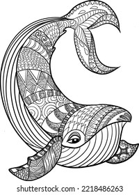 Star fish zen doodle hand-drawn illustration. coloring page for adults