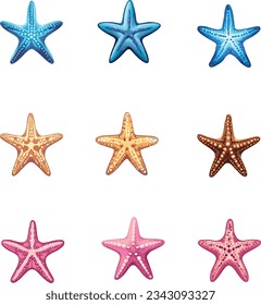 Star Fishes Marine Life Vector Illustration