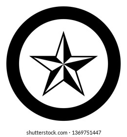 Star five corners Pentagonal star icon in circle round black color vector illustration flat style simple image