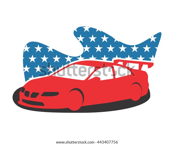 star flag car automotive vehicle dealer drive image\
vector icon