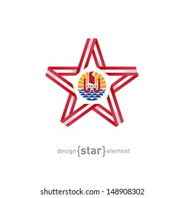 The star with flag of French Polynesia colors and symbols vector design element