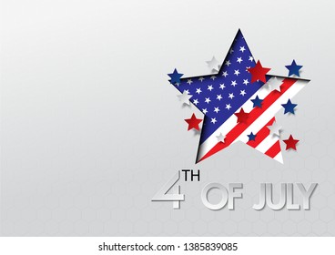 star flag of independence day usa celebration banner template . Vector. illustration.on Hexagon blue background.