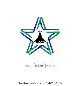 The star with flag of Lesotho colors and symbols vector design element