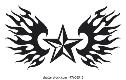 Star And Flame Wings