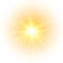 Star Flashed With Sparkles Isolated On White Background. The Yellow Sun, A Flash, A Soft Glow Without Departing Rays. Vector Illustration Of Abstract Yellow Splash.