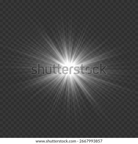 star flashed with sparkles sun isolated on white background. Soft glow , sunlight with lens flare effect. 