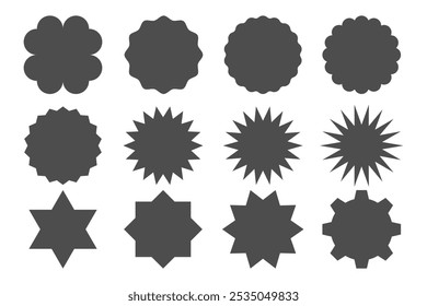 Estrella parpadea colección. Plantilla de elementos de diseño. Insignias gráficas en blanco aisladas sobre fondo blanco. Ilustración vectorial