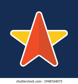 Icono de diseño plano de estrella enviado a la sombra de inicio de vuelo