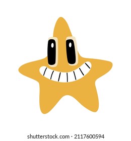 star flat design. simple vector illustration of Star character. cheerful yellow star with a smile