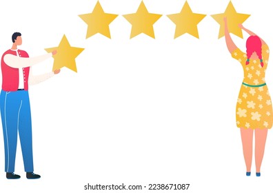 Star at flat digital business brand content concept, vector illustration. Success service for people, online marketing promotion in social media.
