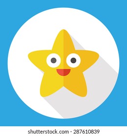 star flat icon with long shadow