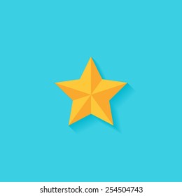 Star flat icon. Modern flat icons vector collection with long shadow effect in stylish colors of web design objects. Trendy Flat Style. Isolated on blue background. Flat design. EPS 10.