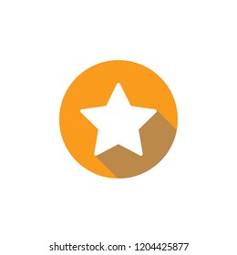 star flat icon with shadow in orange circle