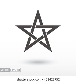 Star flat icon. Sign Star. 5-point Celtic star knot. Pentagram. Vector logo for web design, mobile and infographics. Vector illustration eps 10. Isolated on white background.