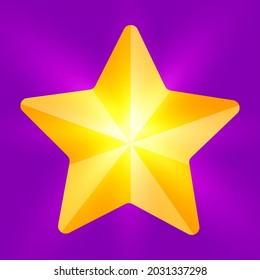 Star Flat-Vektorsymbol einzeln auf violettem Hintergrund. Modern Award Sign. Hochwertiges Symbol.