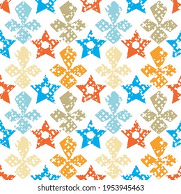 Star and fleur de lis summer print vector illustration with a white background. Seamless pattern.