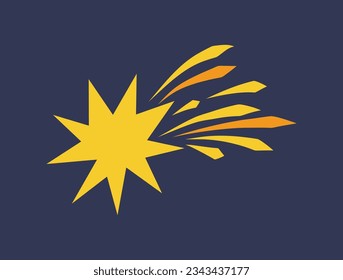 The star flies in the sky. curved shapes. starry sky. Colored abstract graphic elements. Cartoon elements in retro style. vector illustration. Funny stickers. Prints for clothes.