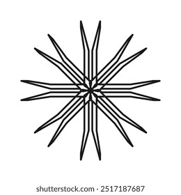 Star Flower abstract ornament pattern in black outline vector. Tribal star flower. Editable graphic resources for many purposes.