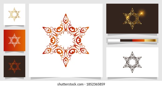 Star flower, boutique or ornament logo template with business card design.