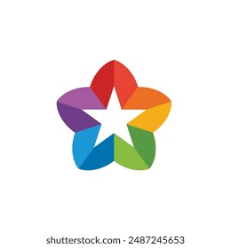 Star Flower Plantilla de diseño de Vector de logotipo colorido