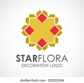 Star of flower decoration abstract vector and logo design or template art beauty business icon of company identity symbol concept