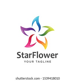star flower logo gradient. star logo simple colorful.