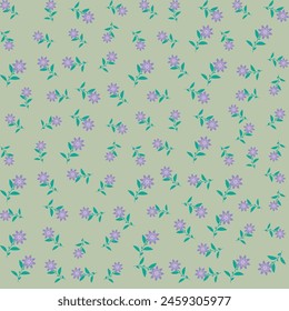 Sternenblumenmuster braun auf grünem Hintergrund