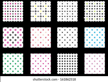 Star, flower patterned textile print vector illustration