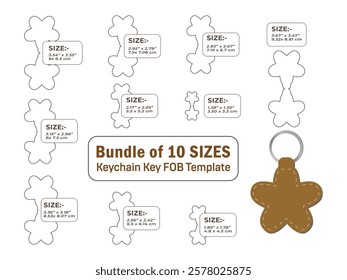 Star Flower shape keychain key FOB Dieline Template