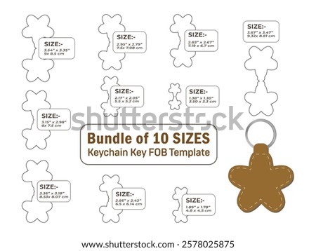 Star Flower shape keychain key FOB Dieline Template