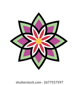 Star flower vector icon on white background 