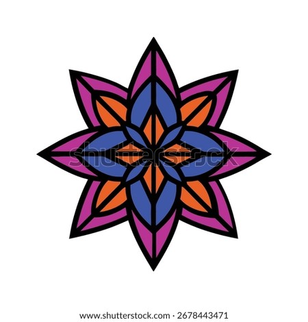 Star Flower Vector Icon on White Bacground.