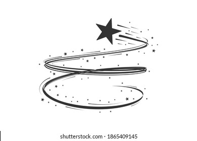 Star. Flying, spilling the dust. trail, silhouette. Vector design element.