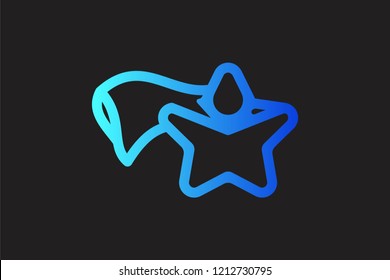 star flying, super hero mono line logo Designs Inspiration Isolated on White Background