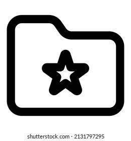 icono de la carpeta estrella con color negro