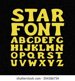 Star Font Set. Vector Space Alphabet. Letters on The Night Sky Background. 