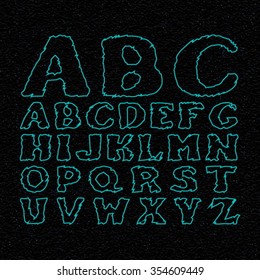 Star Font Vector. Space Alphabet Set. Letters on Night Sky. 