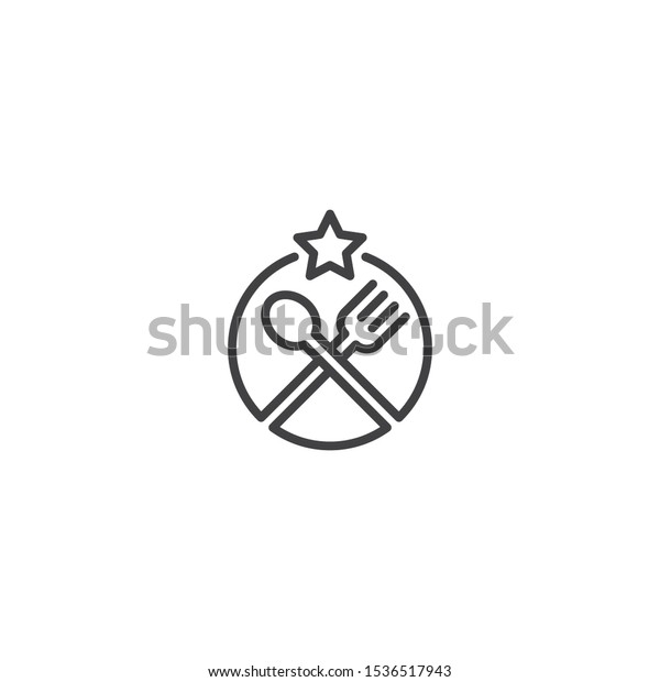 Star\
food, fork and spoon. Vector logo icon\
template