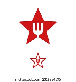 Star with fork food restaurant logo design inspiration vector