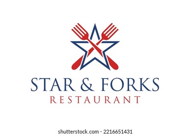 Star and fork logo design restaurant element icon symbol shape utensil tool