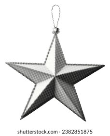 star form decoration for christmas tree isolated on white background retro grunge halftone dotted texture vintage magazine style collage element for mixed media design new year holiday season pop art