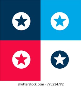 Star four color material and minimal icon logo set in red and blue