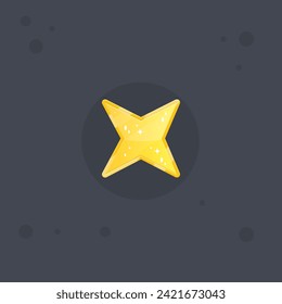 Star Four Pointed Glossy Icon Vector Isolated
