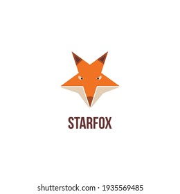 star fox head logo design vector in orange color