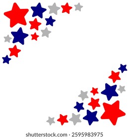 Star frame background or graphic resource for digital or print. Multi colour star shape clip art doodle cartoon style. Star Frame colour corner flat style